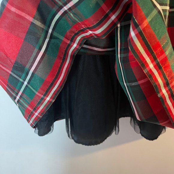 Jayne Copeland Holiday Dress Red Green Black Velvet Collar Tulle Lining Girls 6 - Picture 4 of 5